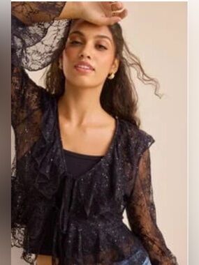 Altar'd State Black Lace Sequin Overlay